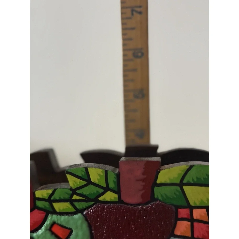 VTG Carved Wood Brightly Painted Tucan  & fruits Napkin Holder Bird Tropics Boho